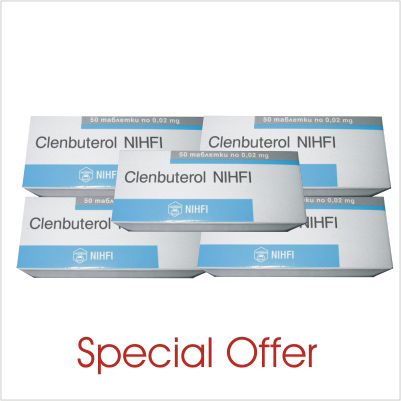 Clenbuterol 4 boxes (200 tabs/20mcg)+1 box (50 tabs) FOR FREE